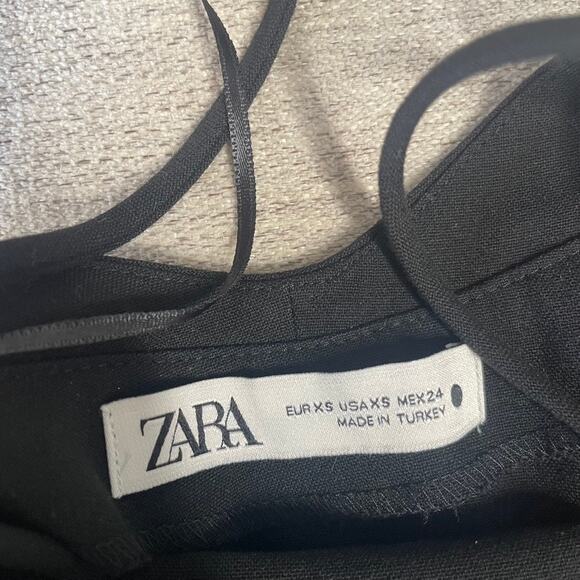 ZARA Asymmetrical Black Strappy Mini Dress Extra Small XS Backless LBD - Picture 4 of 6